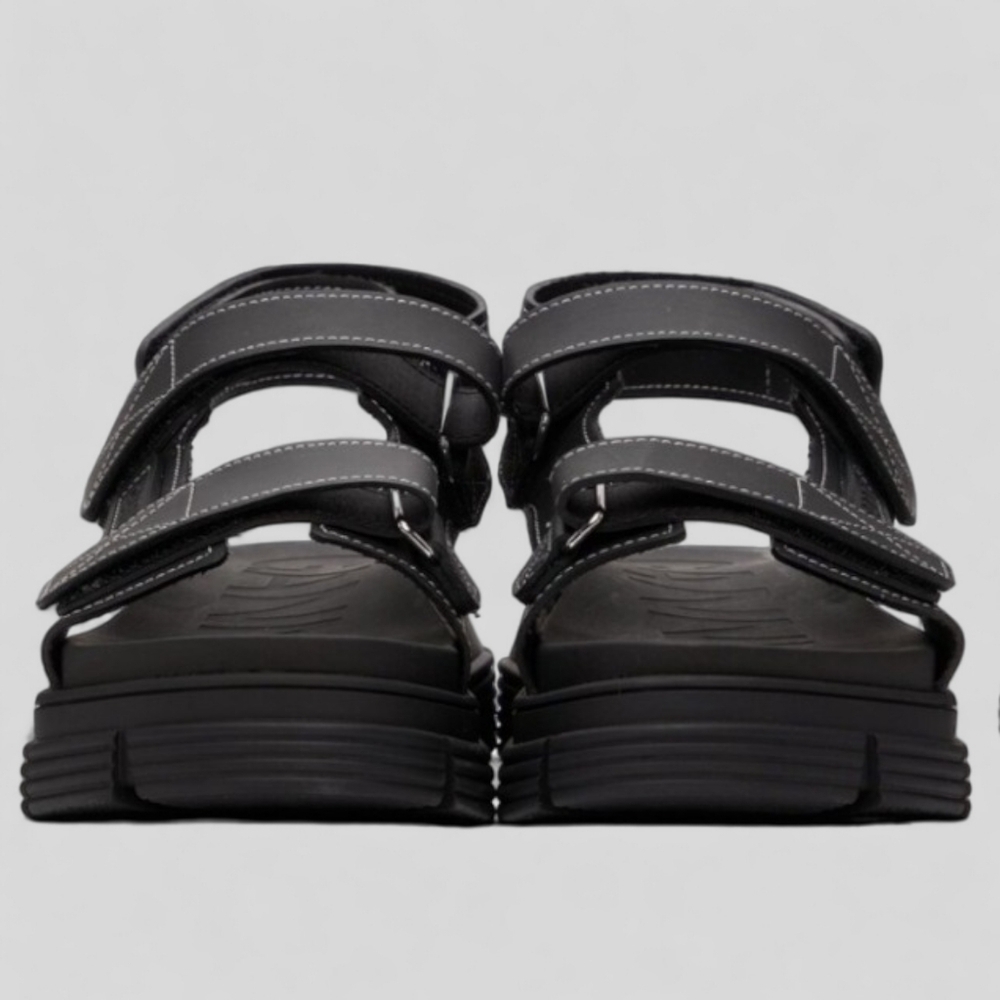 NWT GANNI Recycled Rubber Chunky Logo Platform Black Sandals Flatform Lugged - Picture 11 of 15